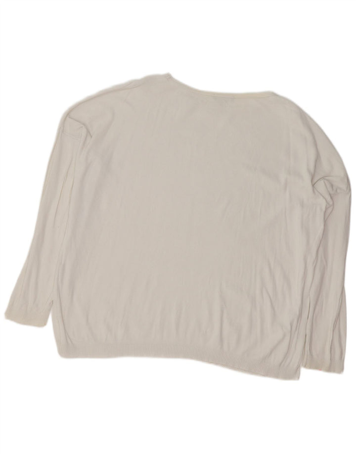 BENETTON Γυναικείο πουλόβερ με λαιμόκοψη μεγάλου μεγέθους UK 14 Medium White