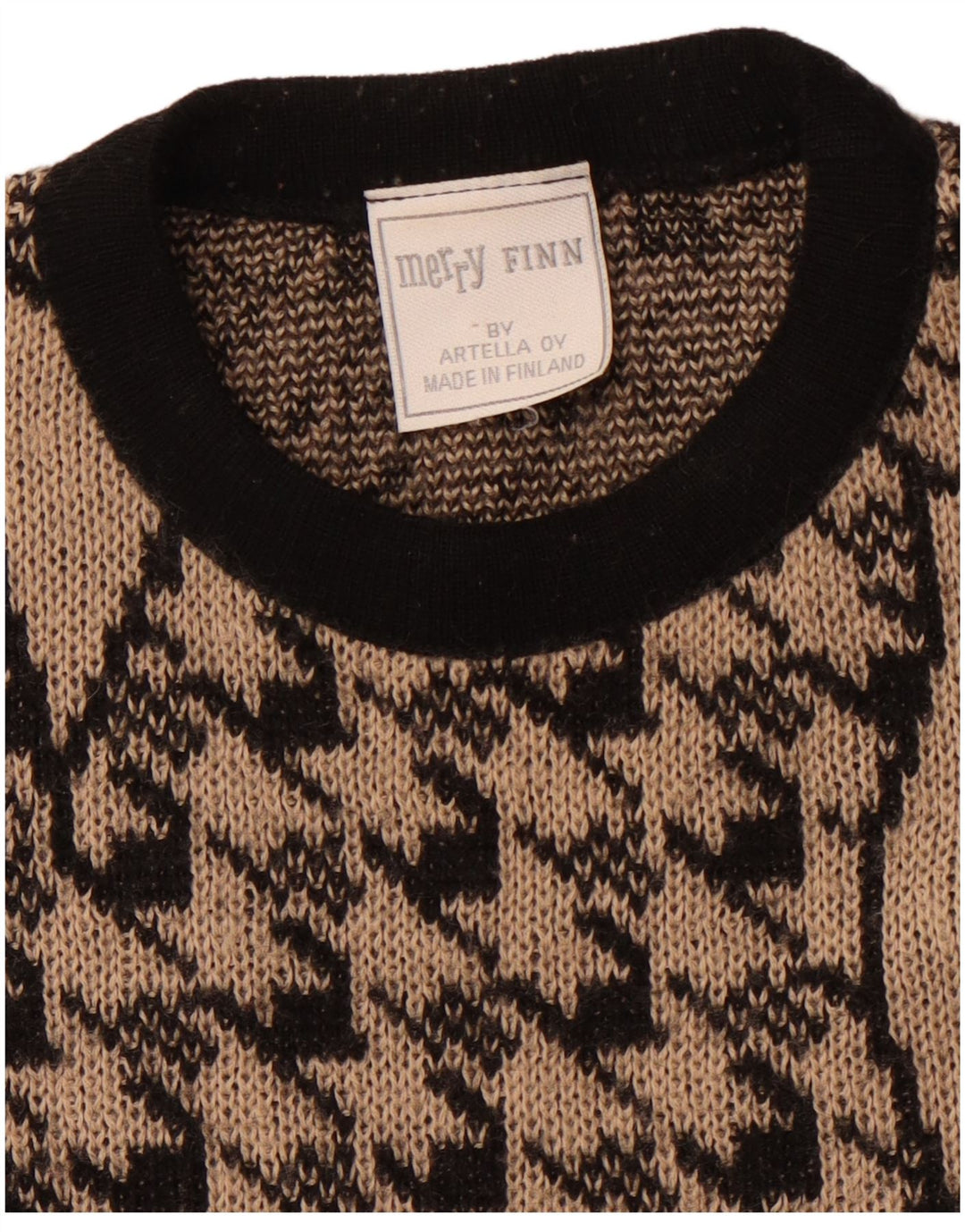 MERRY FINN Γυναικείο πουλόβερ με λαιμόκοψη UK 18 XL καφέ Houndstooth