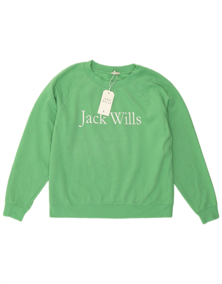 Jack Wills Γυναικεία γραφική μπλούζα μεγάλου μεγέθους Jumper UK 10 Small Green