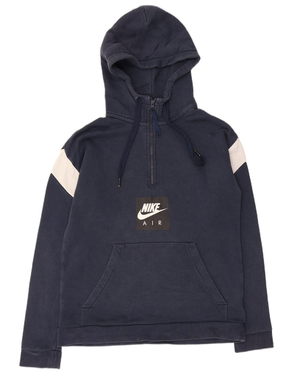 Nike Mens Graphic Zip Neck Hoodie Jumper Medium Navy Blue Colourblock