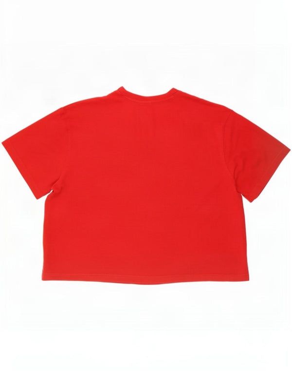 Γυναικείο T-Shirt Adidas Crop Oversized γραφικό τοπ UK 28/30 3XL κόκκινο βαμβακερό