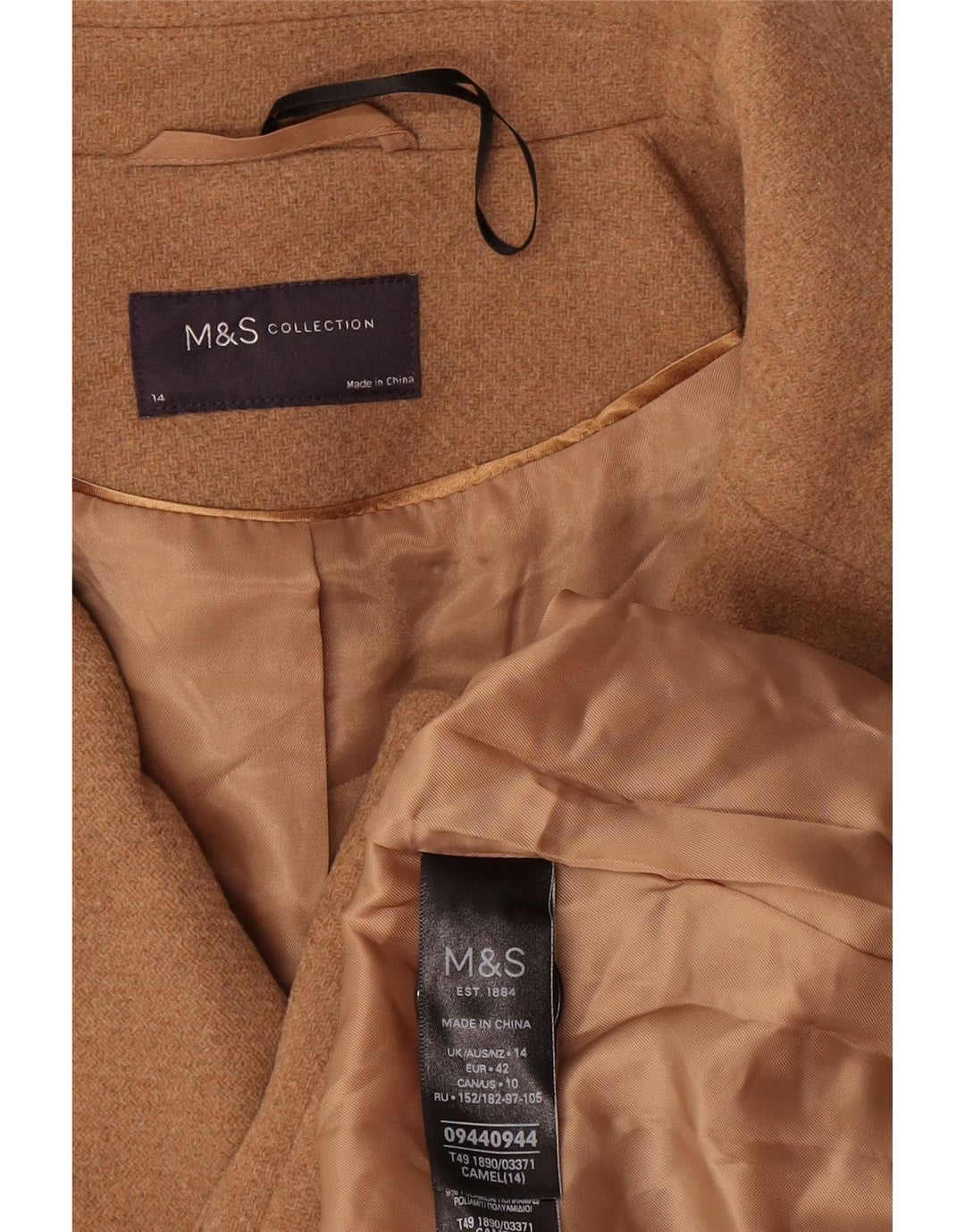 Marks & Spencer Γυναικείο Oversized Παλτό Αρακά UK 14 Μεγάλο Μπεζ Μαλλί