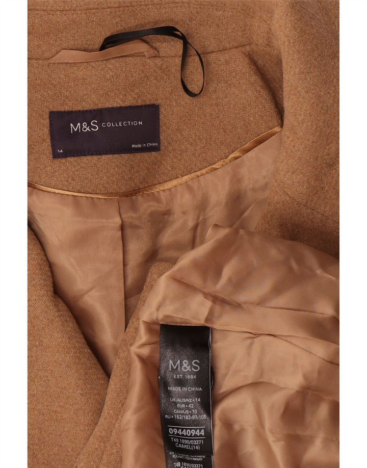 Marks & Spencer Γυναικείο Oversized Παλτό Αρακά UK 14 Μεγάλο Μπεζ Μαλλί