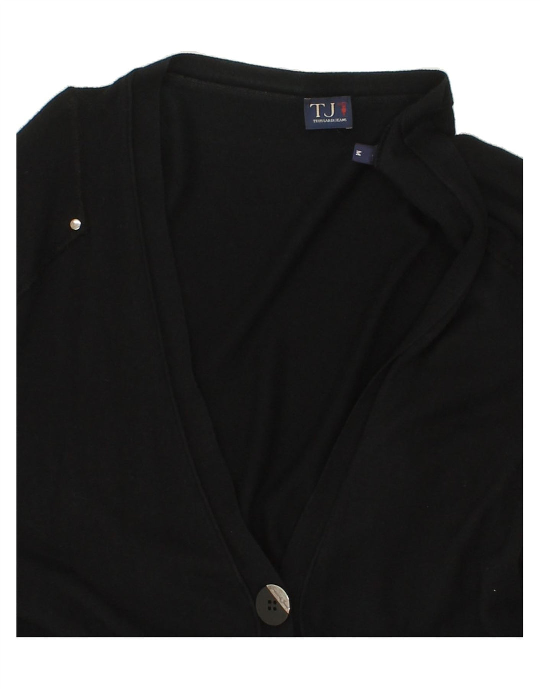TRUSSARDI Womens Longline Cardigan Sweater UK 14 Medium Black Viscose Vintage Trussardi and Second-Hand Trussardi from Messina Hembry 
