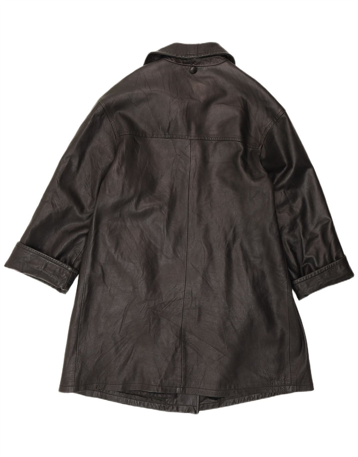 KIROS Womens Leather Coat IT 46 Large Black Leather