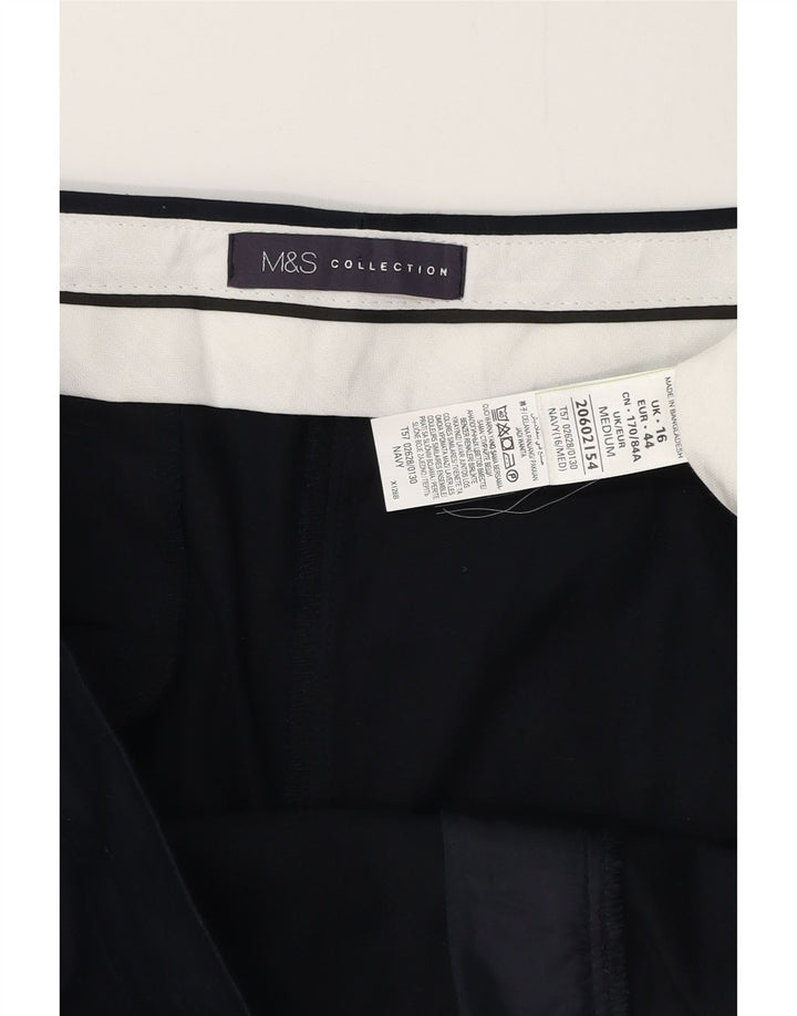 MARKS & SPENCER Γυναικείο Slim Casual Παντελόνι UK 16 Large W36 L26 Navy Blue