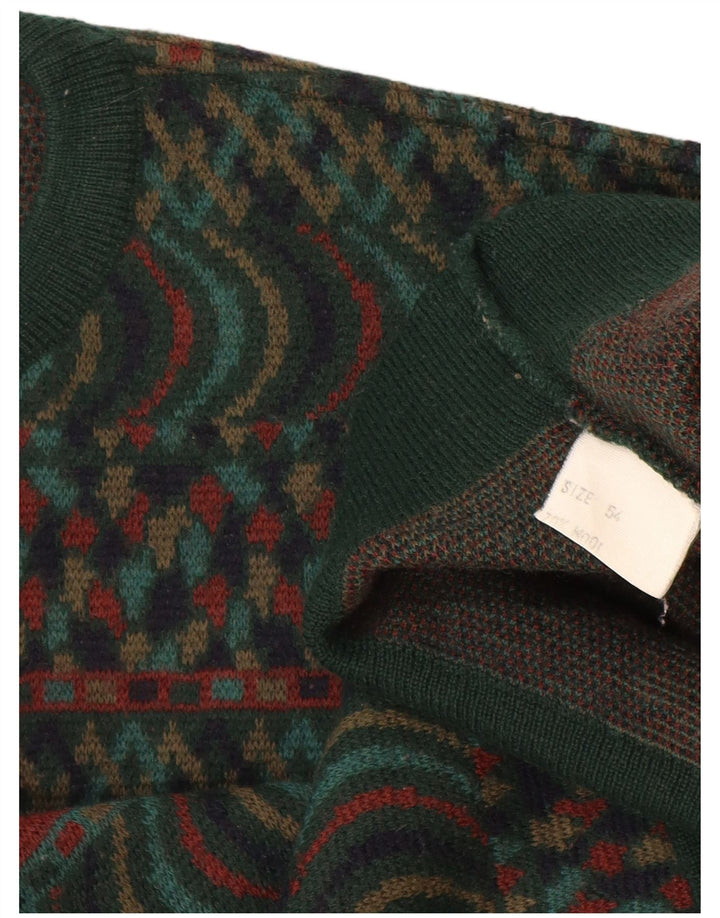 VINTAGE Ανδρικό πουλόβερ με λαιμόκοψη IT 54 XL Green Fair Isle Wool