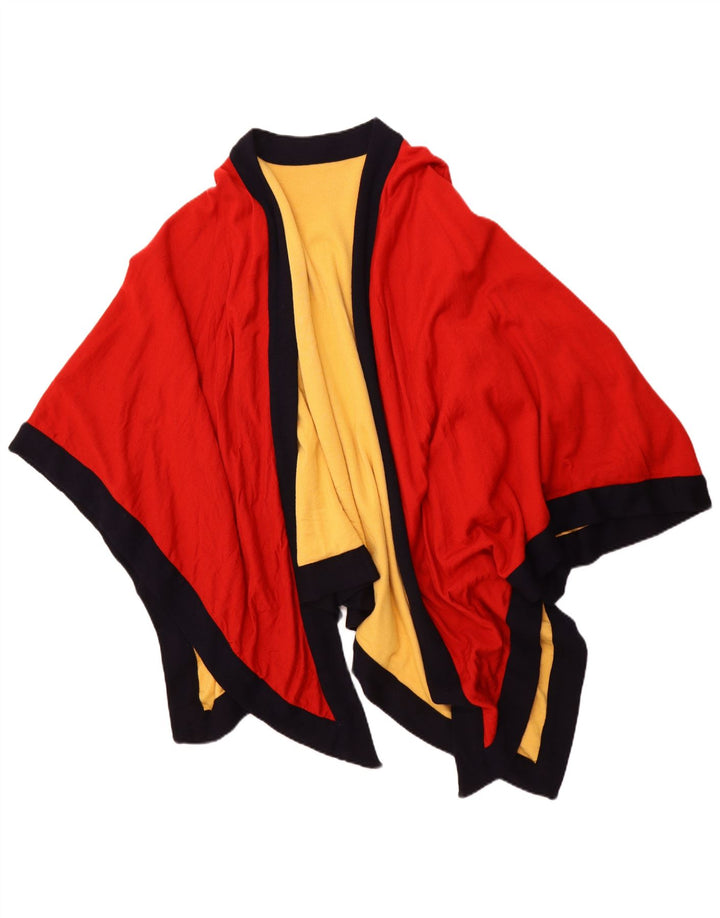 VINTAGE Γυναικείο Ασύμετρο Ανοιχτό Παλτό Poncho One Size Red Colourblock