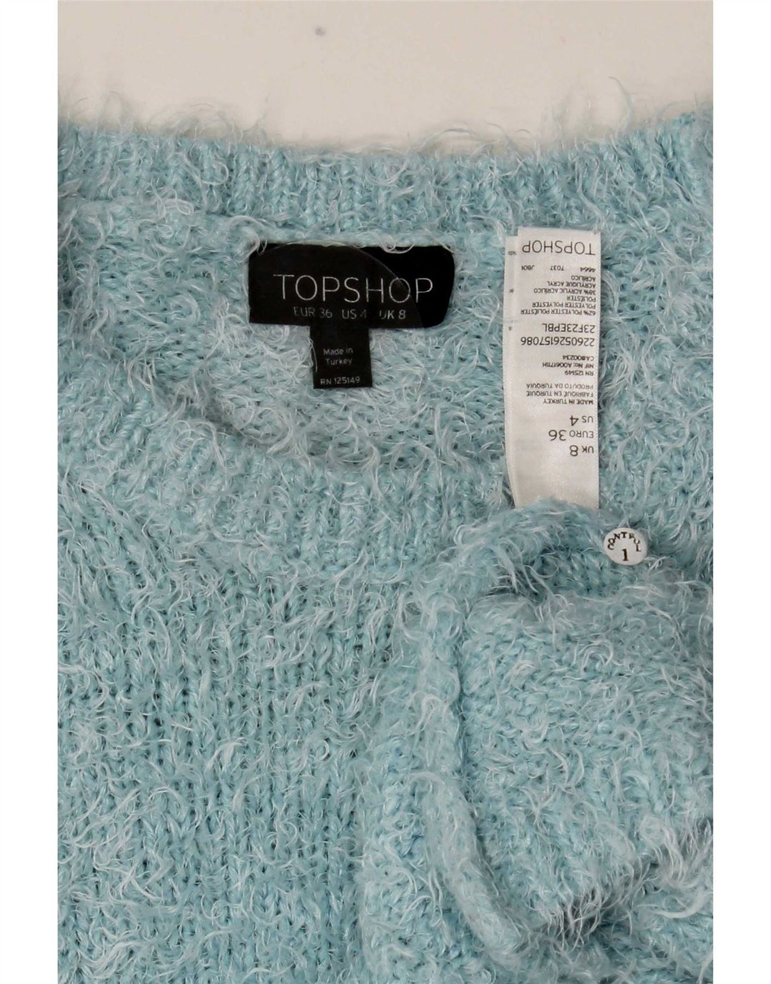 Γυναικείο πουλόβερ με λαιμόκοψη Topshop Crop Crop UK 8 Small Blue Polyester