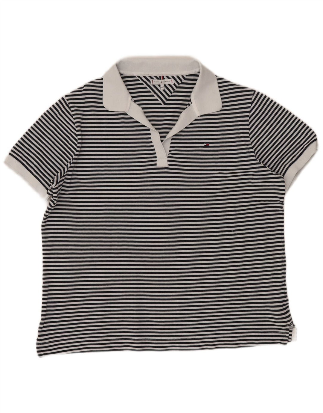 Γυναικείο μπλουζάκι πόλο TOMMY HILFIGER UK 20 2XL Navy Blue ριγέ Ναυτικό