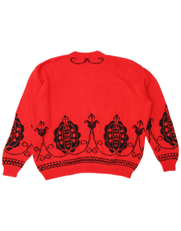 VINTAGE Γυναικείο πουλόβερ υπερμεγέθη Crew Neck Jumper UK 18 XL Red Fair Isle