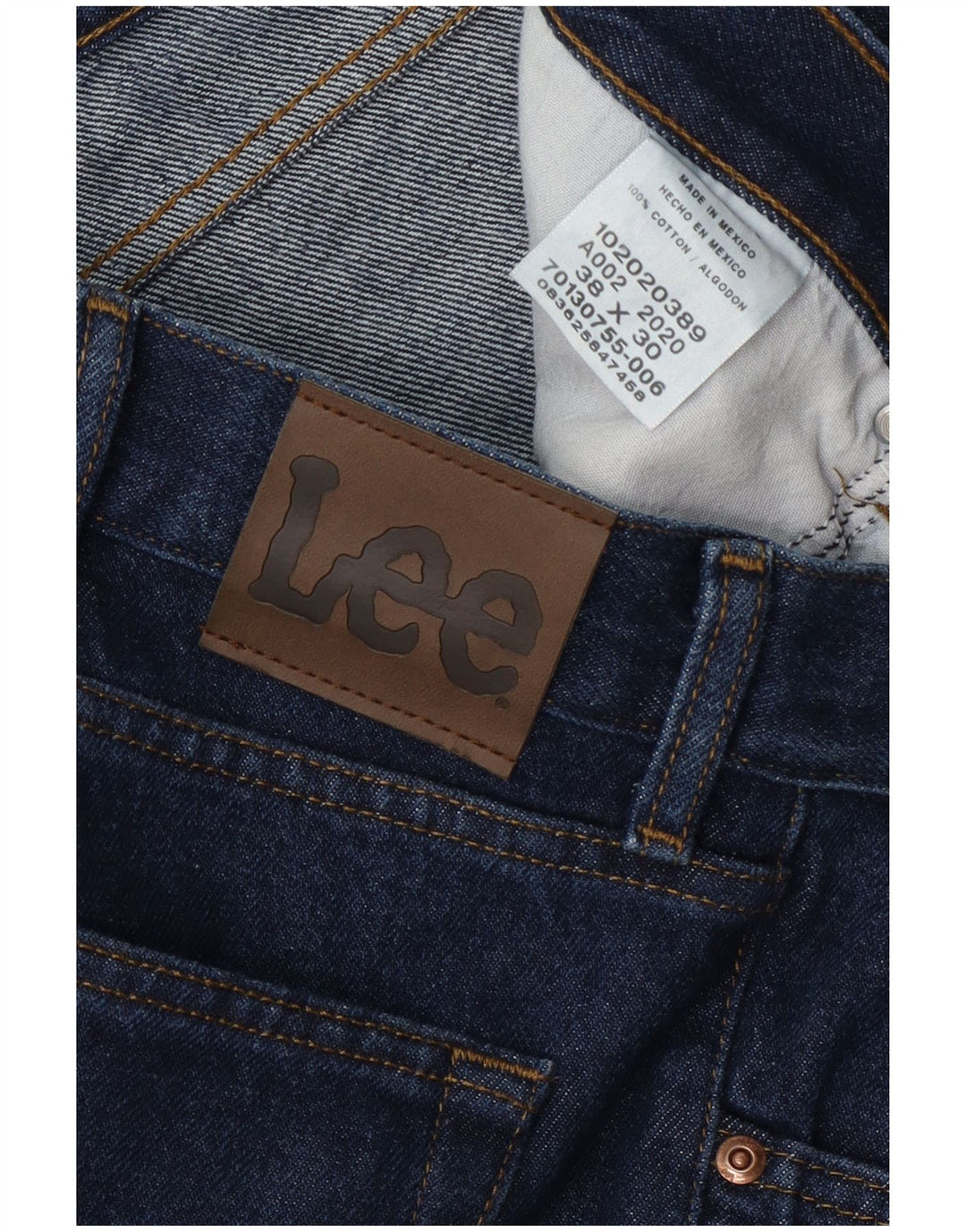 Lee Mens Straight Jeans W38 L30 Navy Blue Cotton