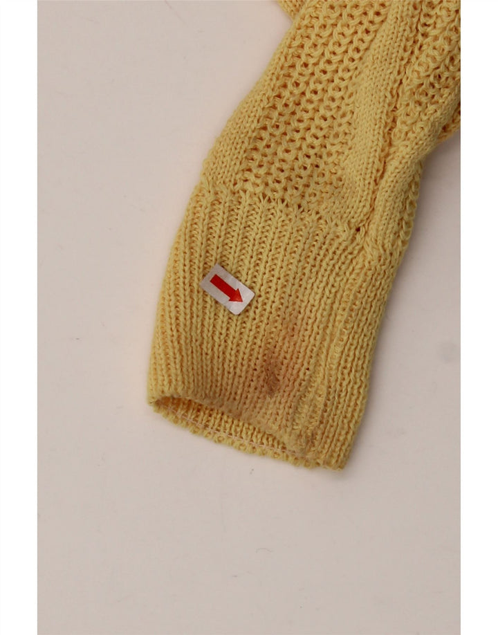 VINTAGE Γυναικείο πουλόβερ με λαιμόκαυστο UK 12 Medium Yellow Acrylic