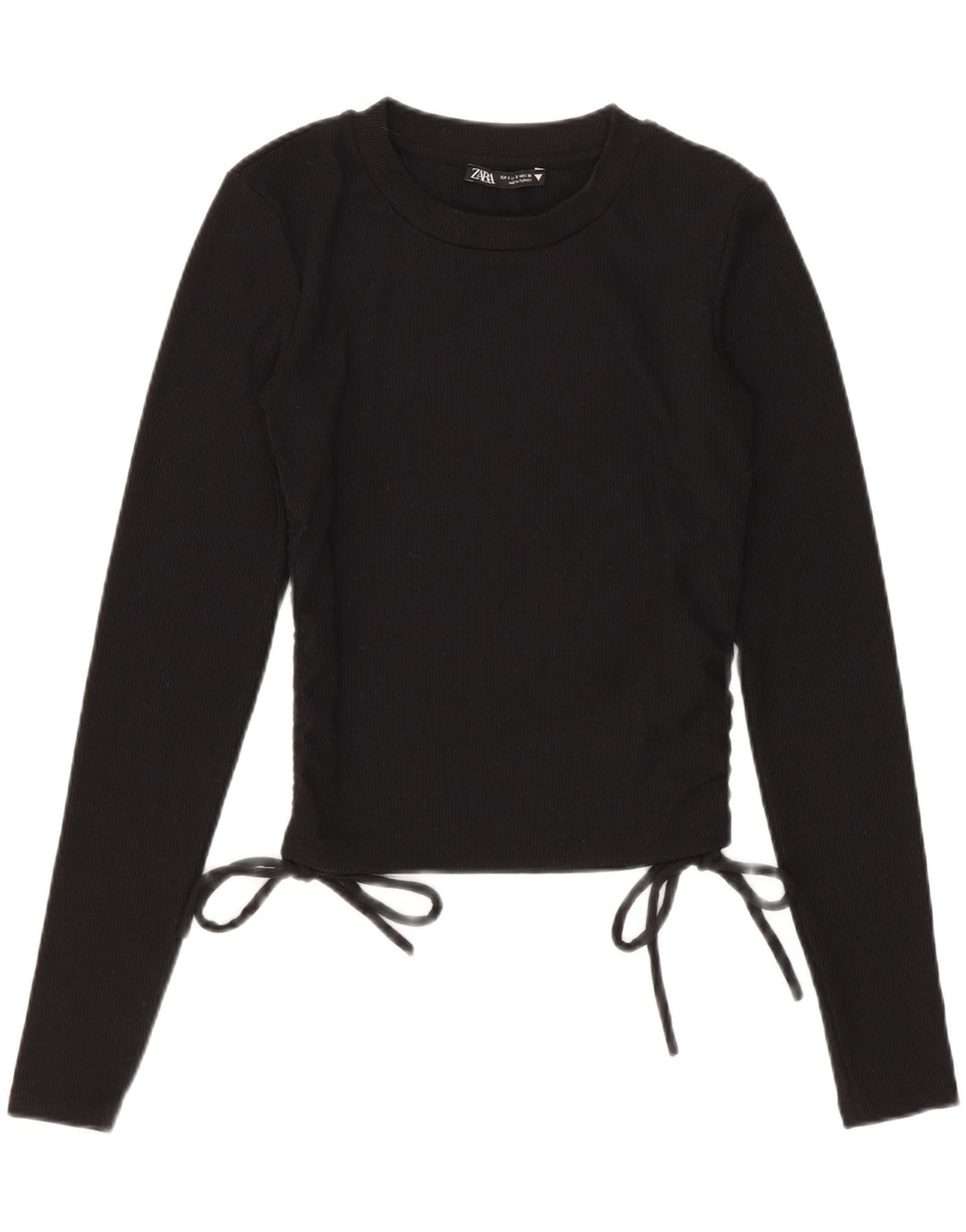 Zara Γυναικείο τοπ μακρυμάνικο UK 8 Small μαύρο πολυεστέρα