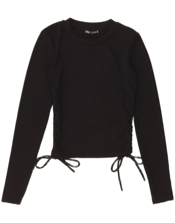 Zara Γυναικείο τοπ μακρυμάνικο UK 8 Small μαύρο πολυεστέρα