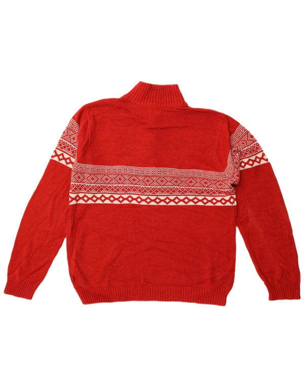 Ανδρικό πουλόβερ με φερμουάρ IZOD, Medium Red Fair Isle