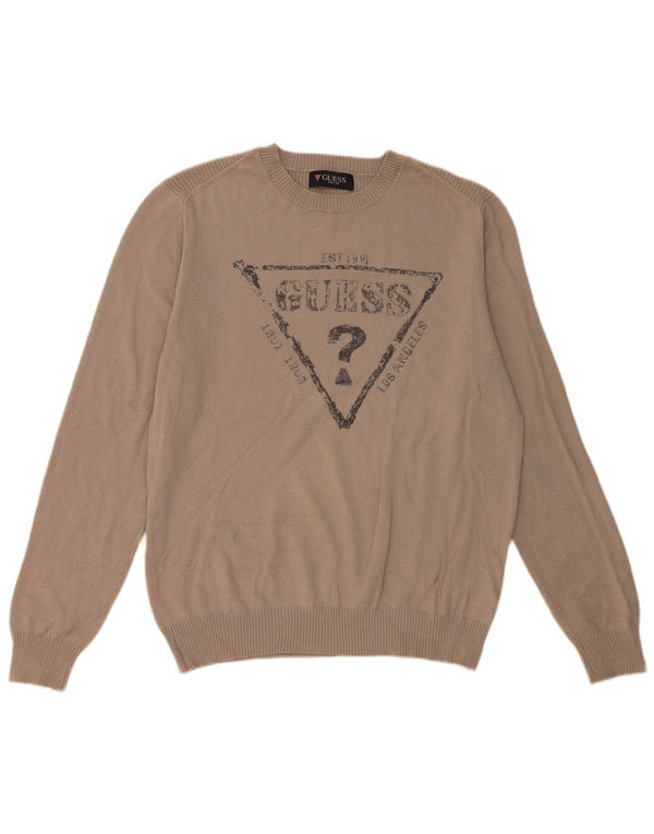 Ανδρικό πουλόβερ Guess Graphic Crew Neck Jumper UK 36 Small γκρι βαμβακερό