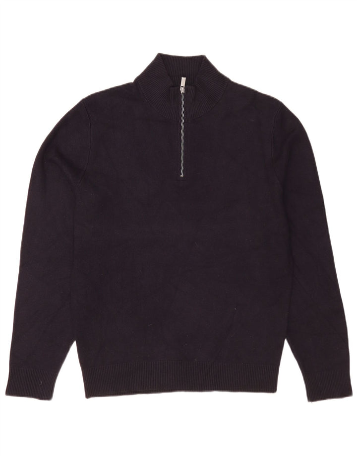 Ανδρικό πουλόβερ Massimo Dutti με φερμουάρ, μεσαίο μπλε ναυτικό