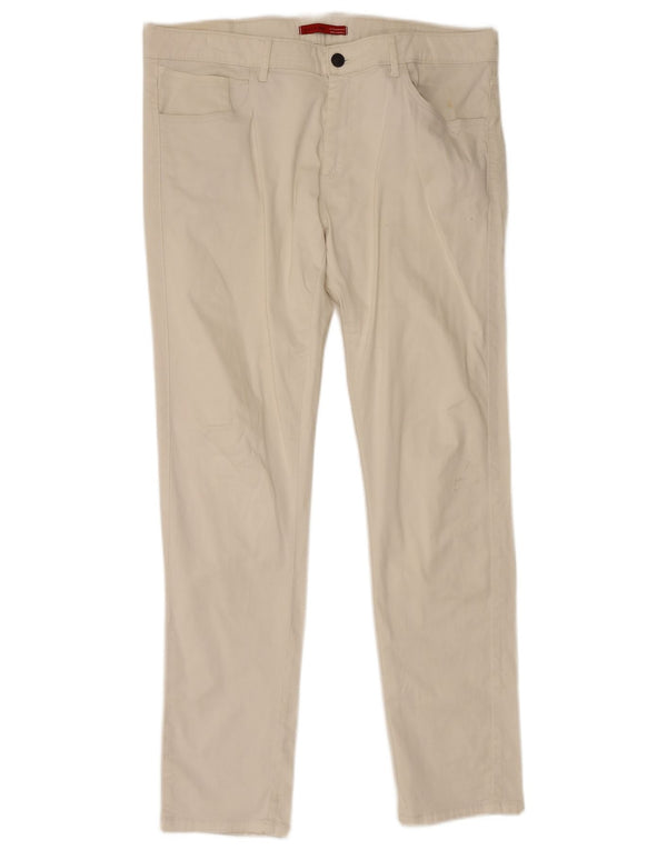 Zara Ανδρικό ίσιο casual παντελόνι EU 46 XL W36 L32 Λευκό βαμβακερό