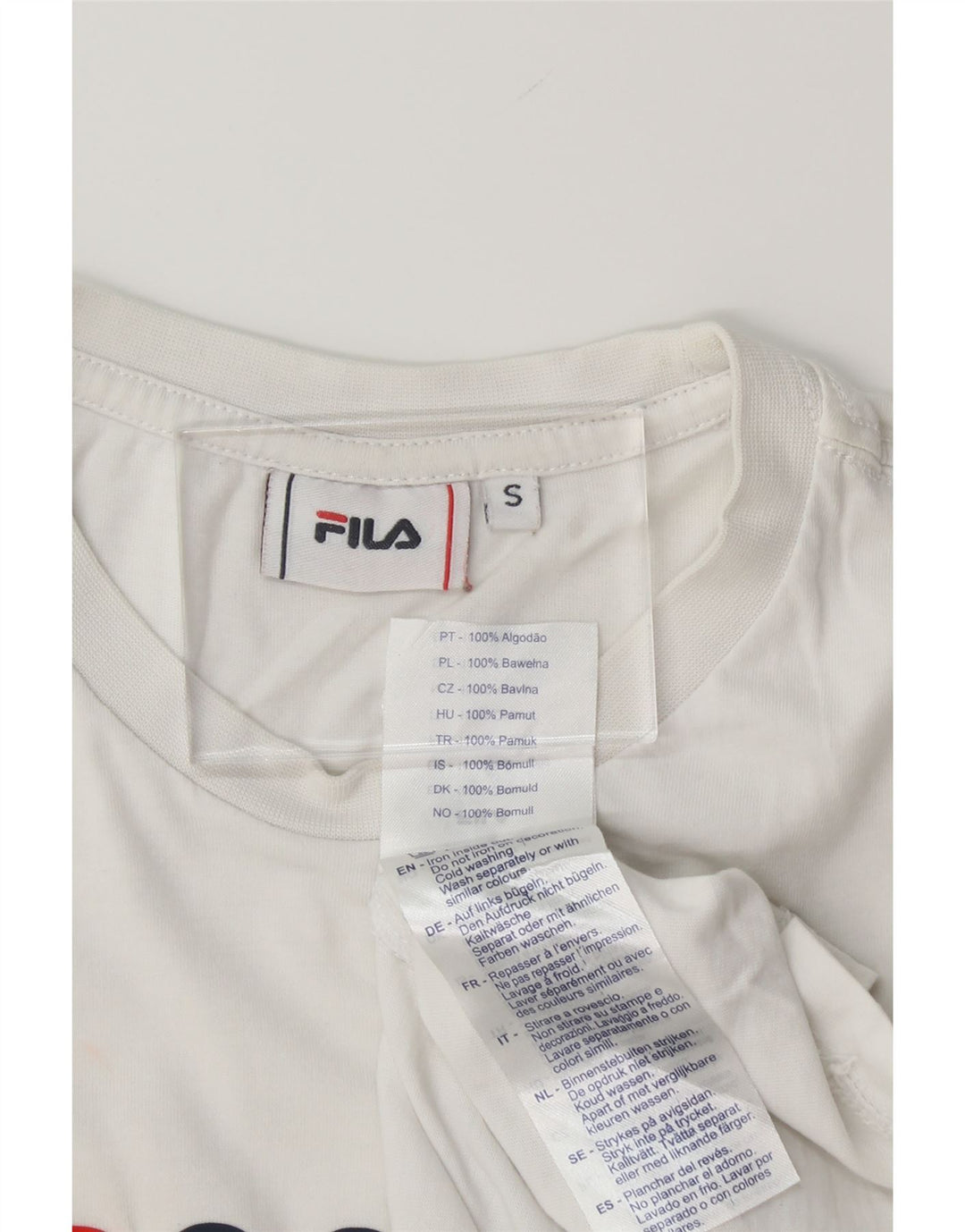 FILA Mens Graphic T-Shirt Top Small White Cotton Vintage Fila and Second-Hand Fila from Messina Hembry 