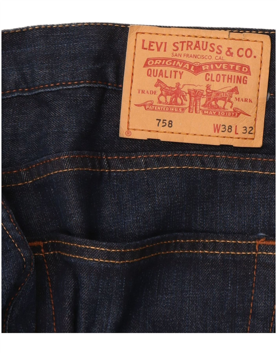 LEVI'S Ανδρικό 758 Straight Jeans W38 L32 Navy Blue Cotton