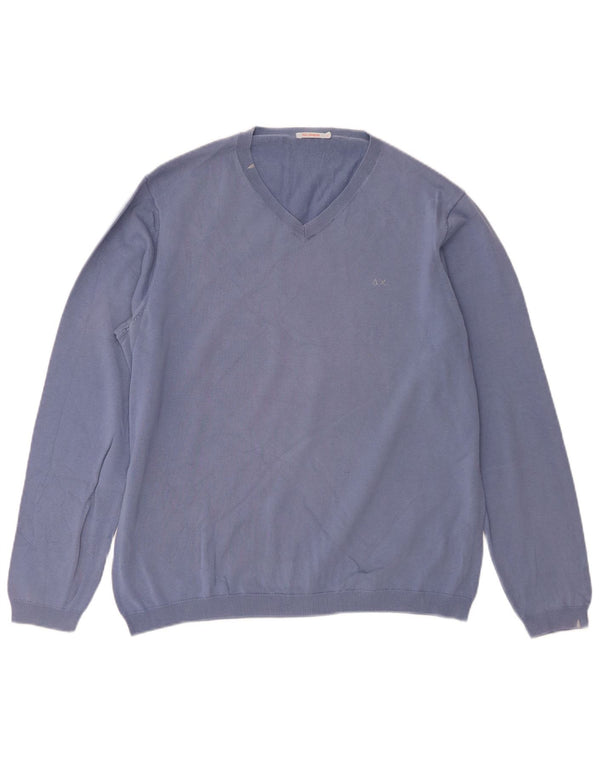 Sun68 Γυναικείο πουλόβερ με V λαιμόκοψη UK 18 XL Μπλε βαμβακερό