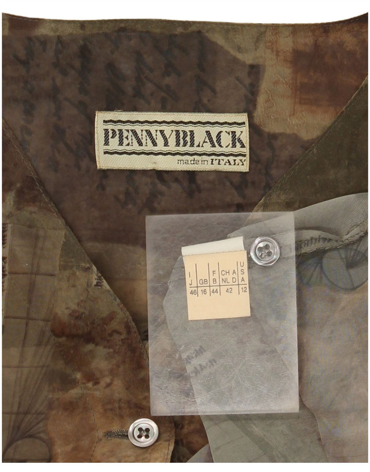PENNY BLACK Γυναικείο πουκάμισο με αφηρημένο σχέδιο Μπλούζα UK 16 Large Khaki