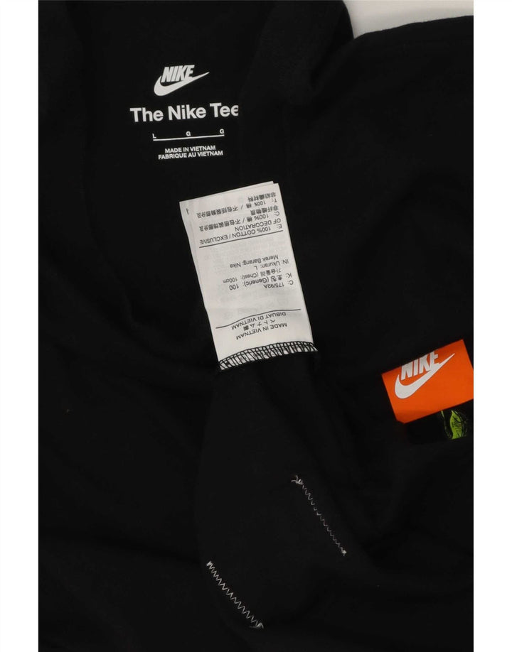Ανδρικό γραφικό μπλουζάκι Nike, μεγάλο μαύρο βαμβακερό