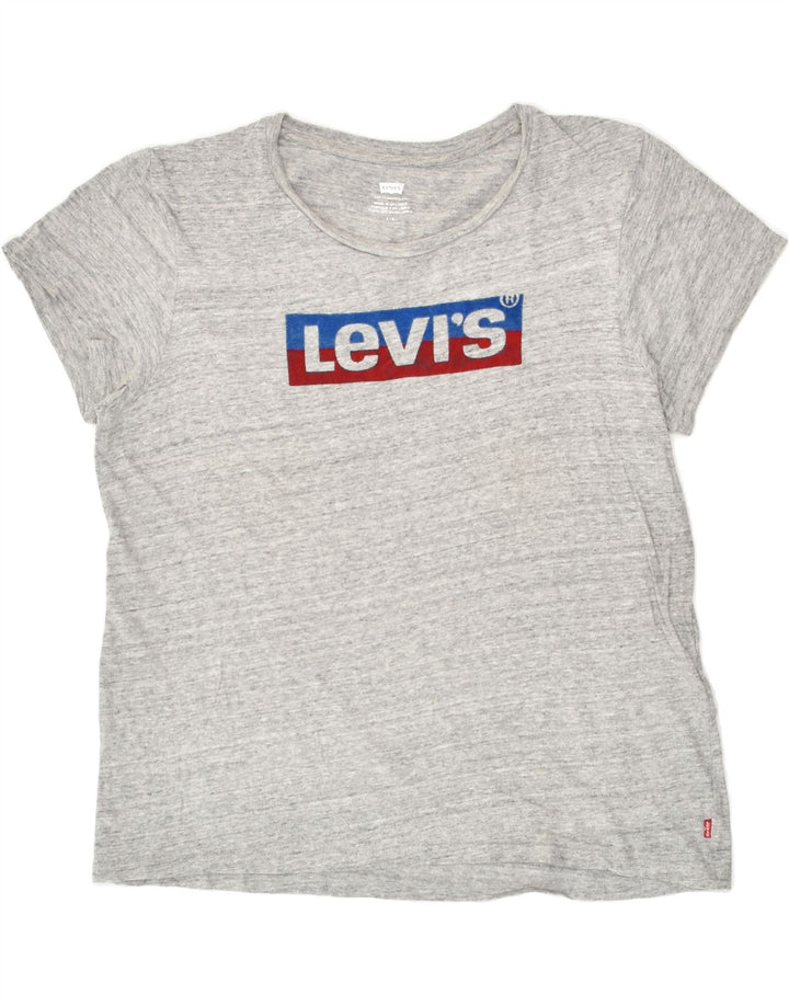 LEVI'S Womens Graphic T-Shirt Top UK 16 Large Grey Cotton | Vintage Levi's | Thrift | Second-Hand Levi's | Used Clothing | Messina Hembry 