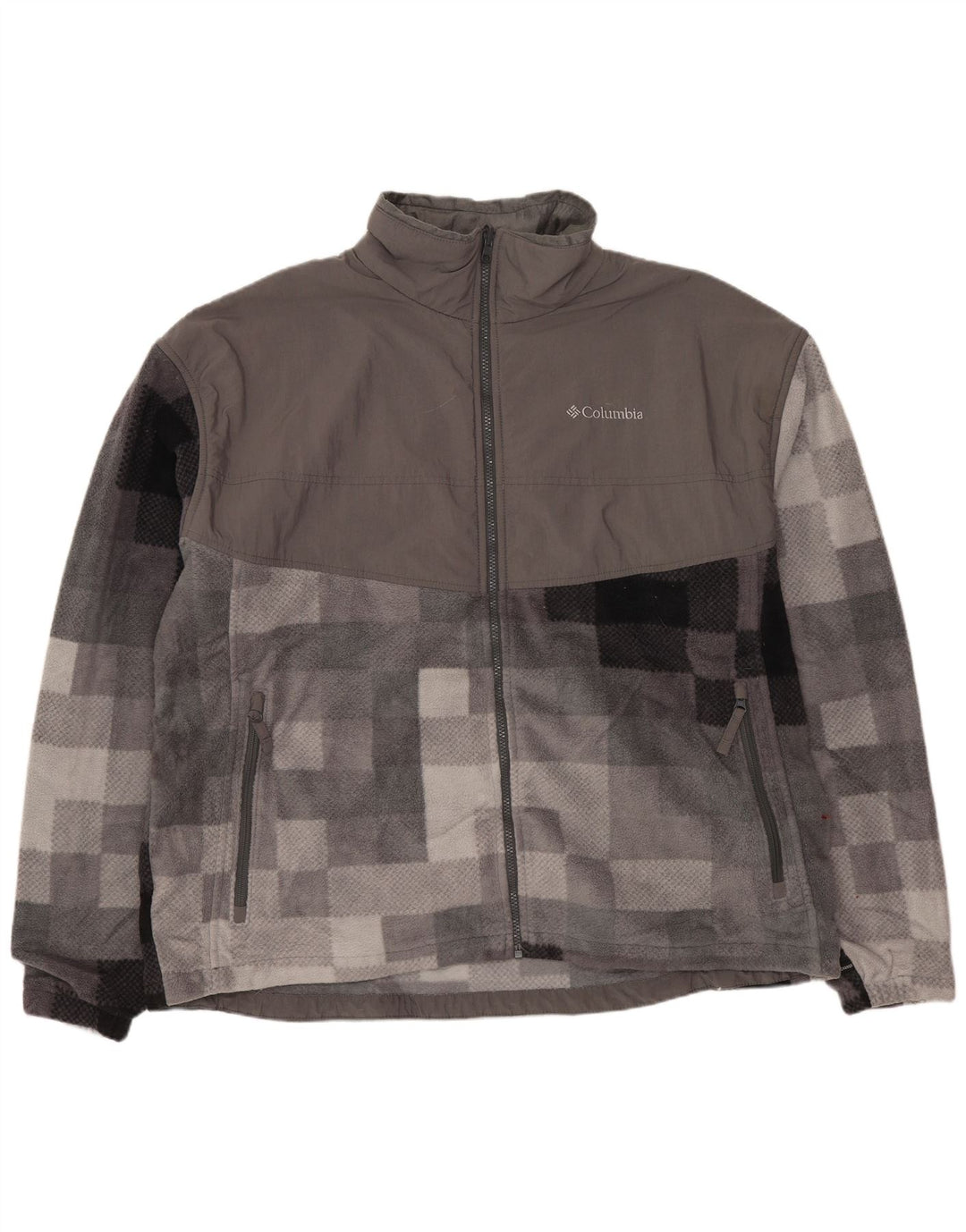 COLUMBIA Ανδρικό μπουφάν Fleece UK 44 2XL Γκρι γεωμετρικός πολυεστέρας