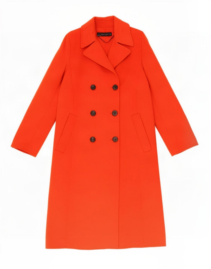 Zara Γυναικείο παλτό με διπλό στήθος UK 10 Small Red Wool