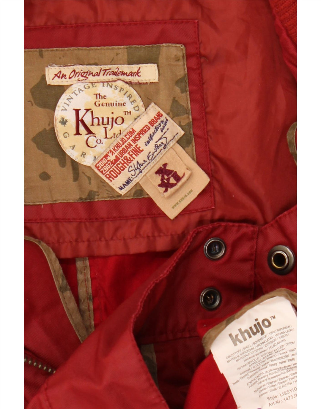 KHUJO Womens Windbreaker Jacket UK 18 XL Red Cotton Vintage KHUJO and Second-Hand KHUJO from Messina Hembry 