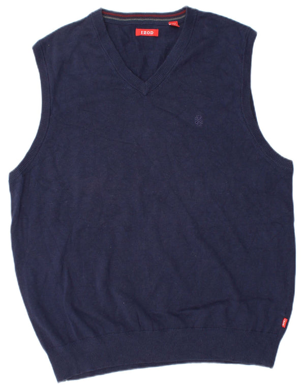 Izod Mens Vest Tank Top Medium Navy Blue Cotton