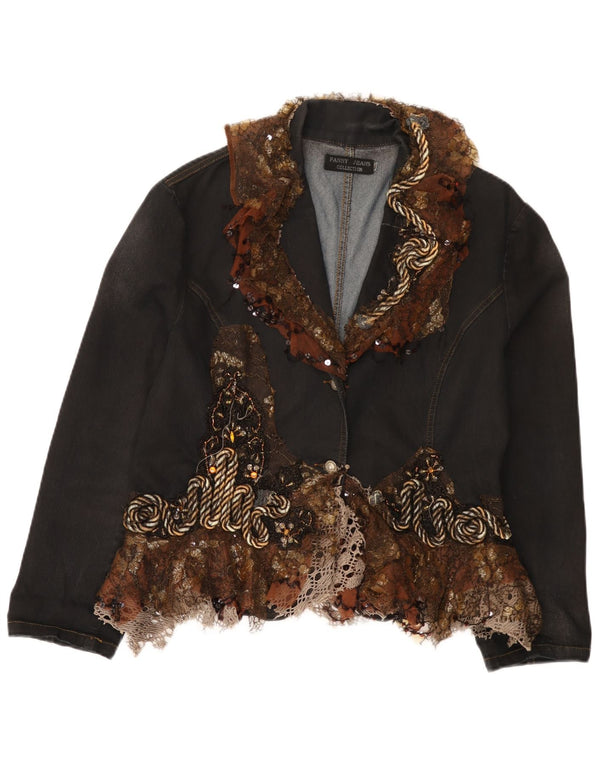 Vintage γυναικείο τζιν σακάκι μπλέιζερ UK 18 XL μαύρο χρώματος με 2 κουμπιά