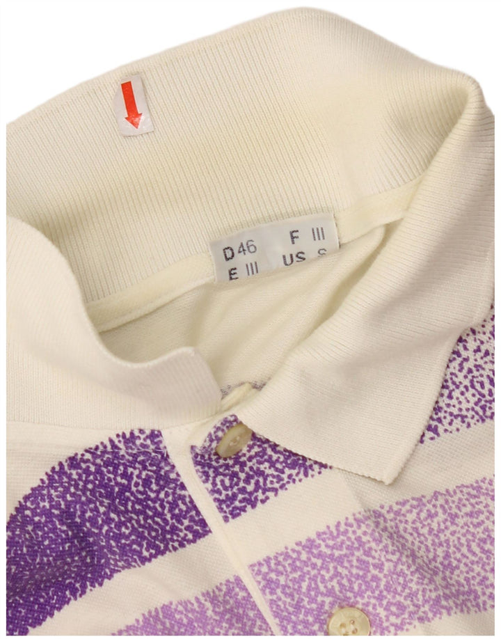 SERGIO TACCHINI Mens Polo Shirt Small Off White Striped Cotton