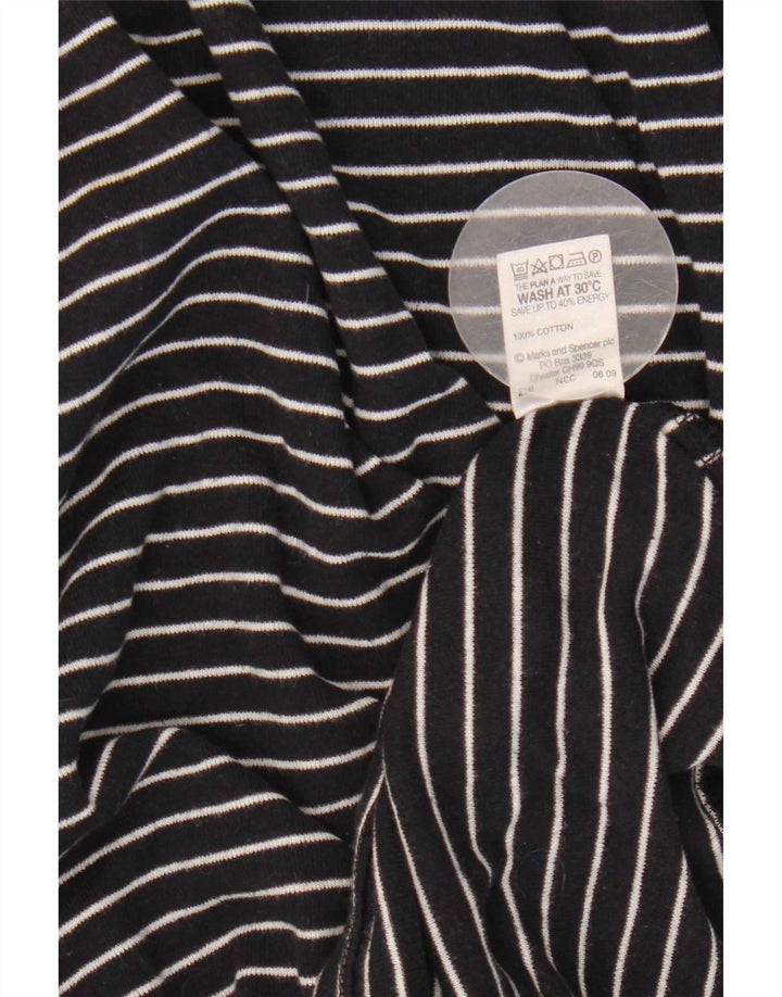 Marks & Spencer Γυναικείο τοπ μακρυμάνικο UK 16 Large Navy Blue Pinstripe