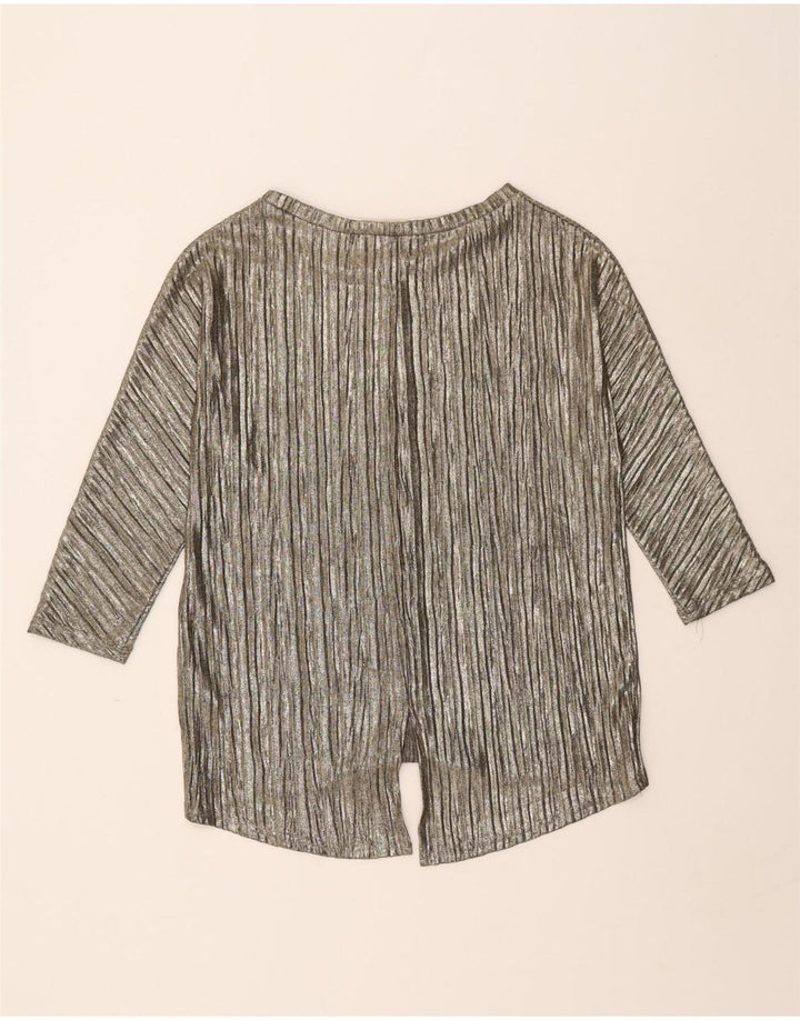 OASIS Womens 3/4 Sleeve Blouse Top UK 10 Small Grey Striped Retro Vintage Oasis and Second-Hand Oasis from Messina Hembry 