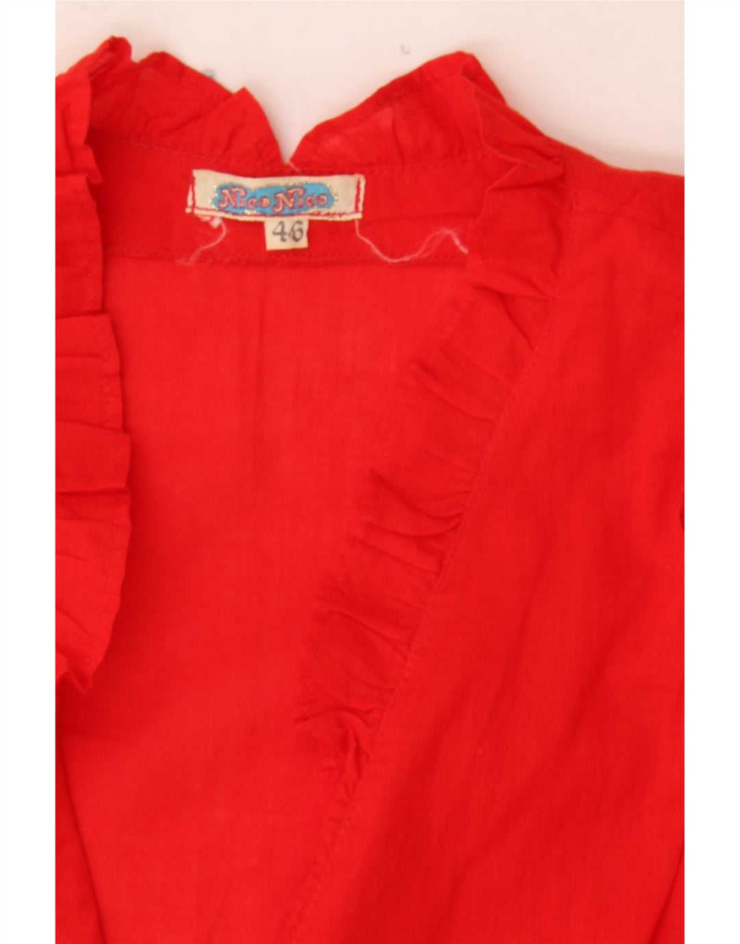 VINTAGE Womens Sleeveless Ruffle Front Shirt Blouse IT 46 Large Red Vintage Vintage and Second-Hand Vintage from Messina Hembry 