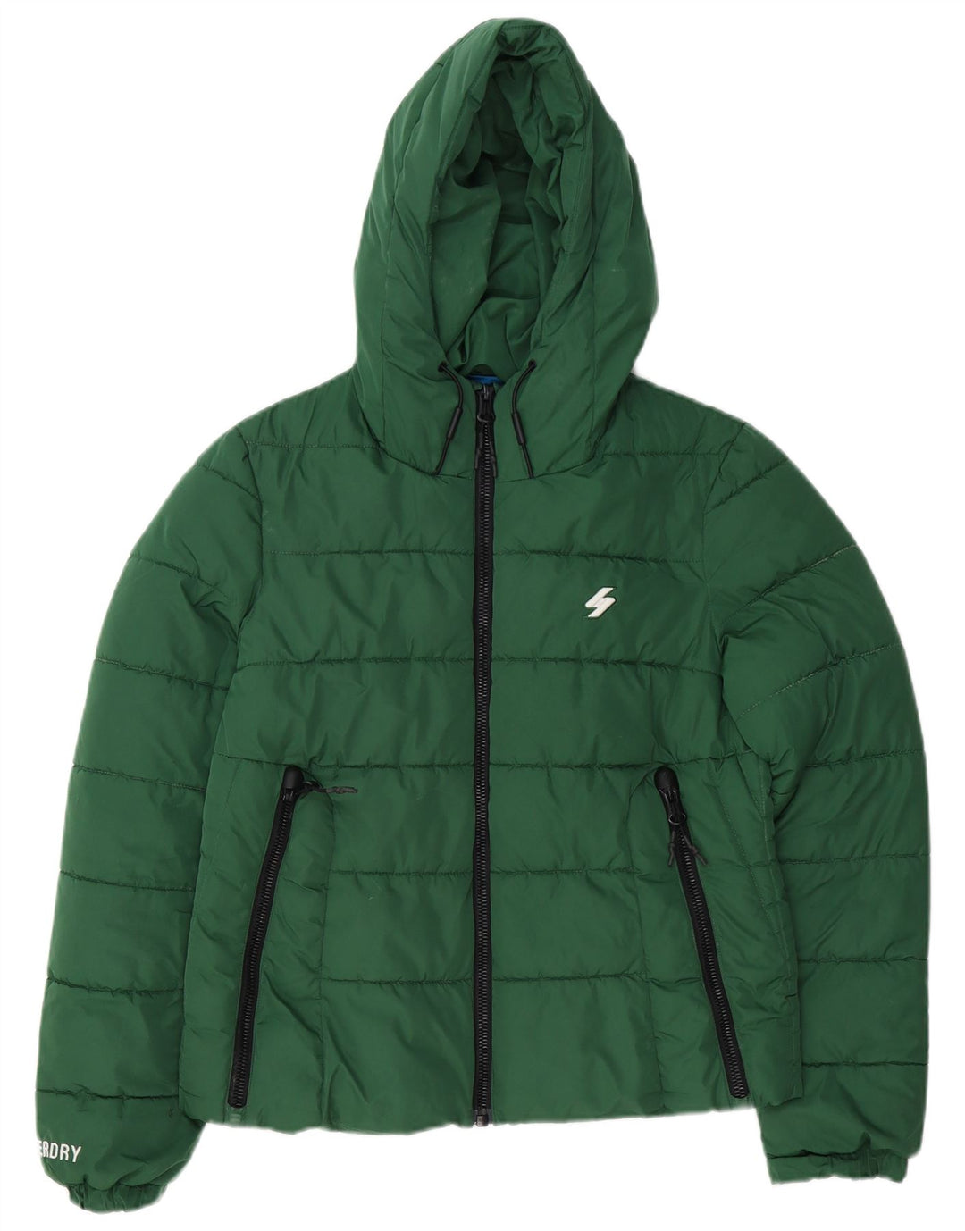 Superdry γυναικείο μπουφάν με κουκούλα μεγάλου μεγέθους με επένδυση UK 10 Small Green Polyester