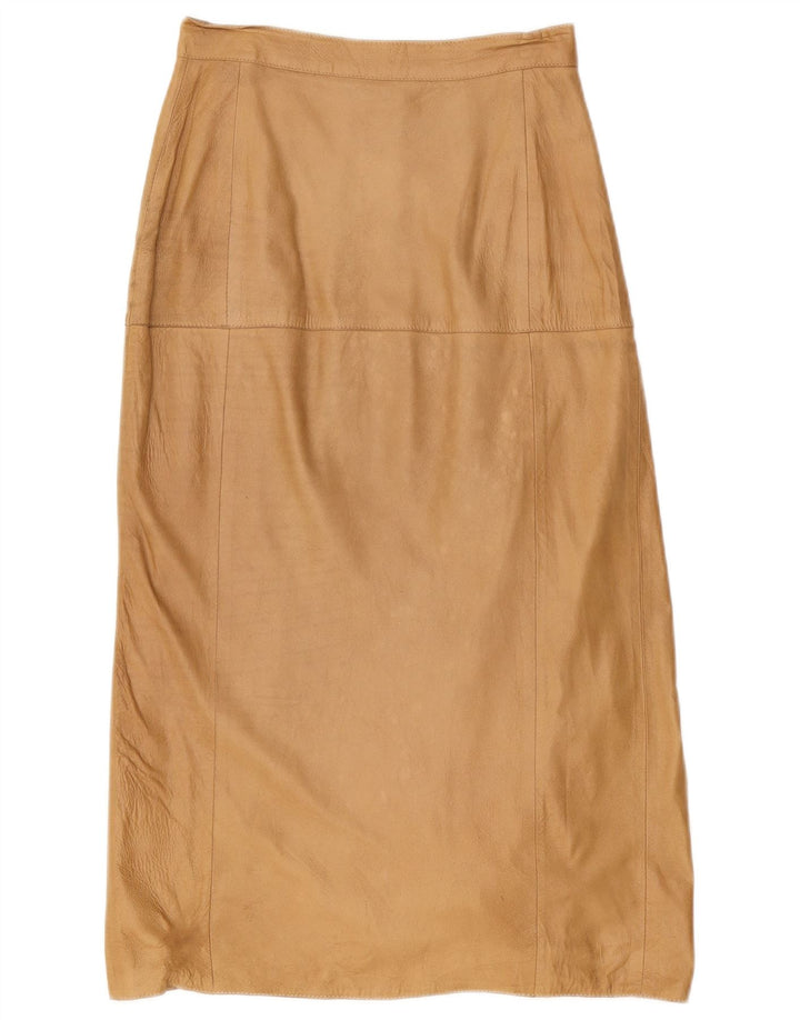 VINTAGE Γυναικεία Ψηλόμεση Δερμάτινη Φούστα IT 42 Medium W26 Καφέ