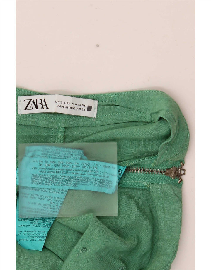 Γυναικείο Casual σορτς Zara Small W26 Πράσινο λινό