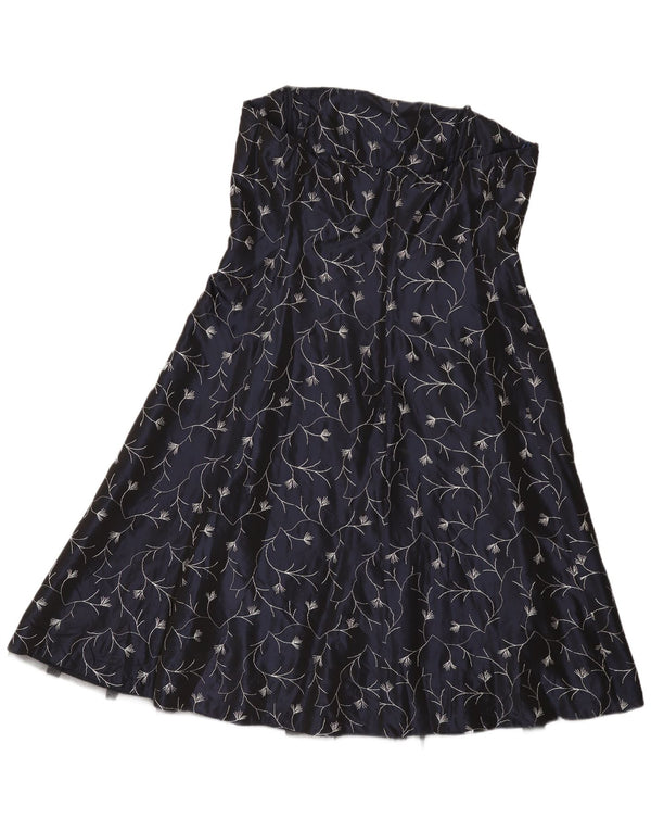 Gina Bacconi Γυναικείο Στράπλες Φόρεμα UK 14 Medium Navy Blue Floral