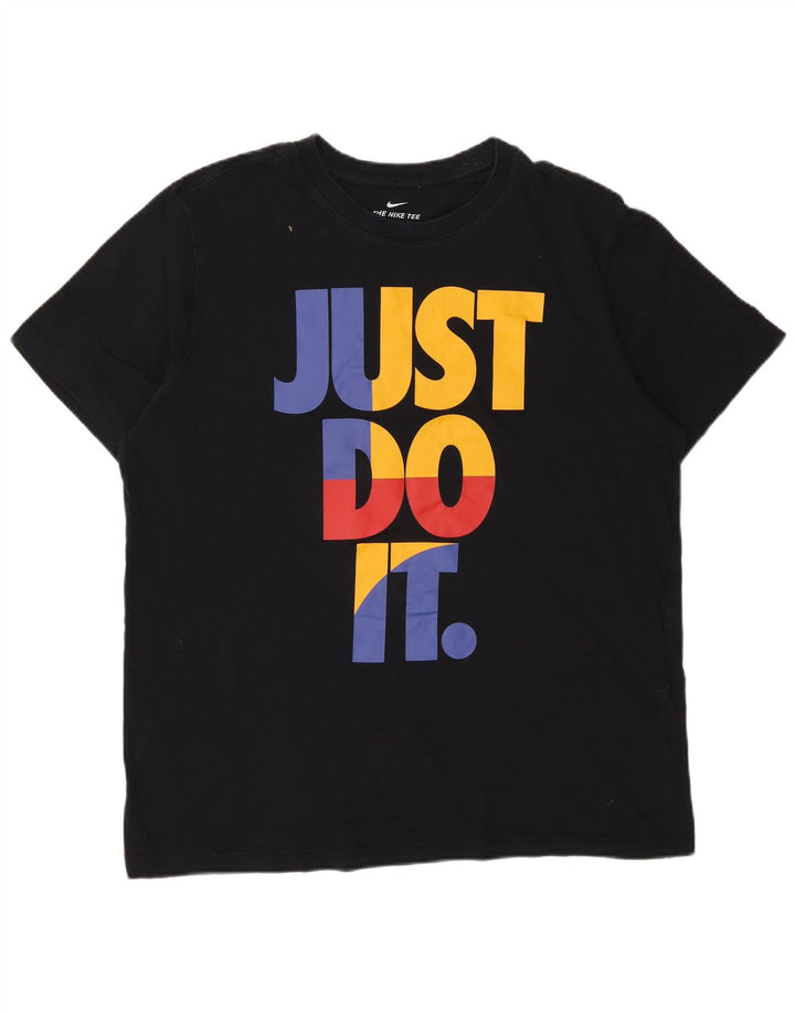Ανδρικό γραφικό μπλουζάκι Nike, μεγάλο μαύρο βαμβακερό