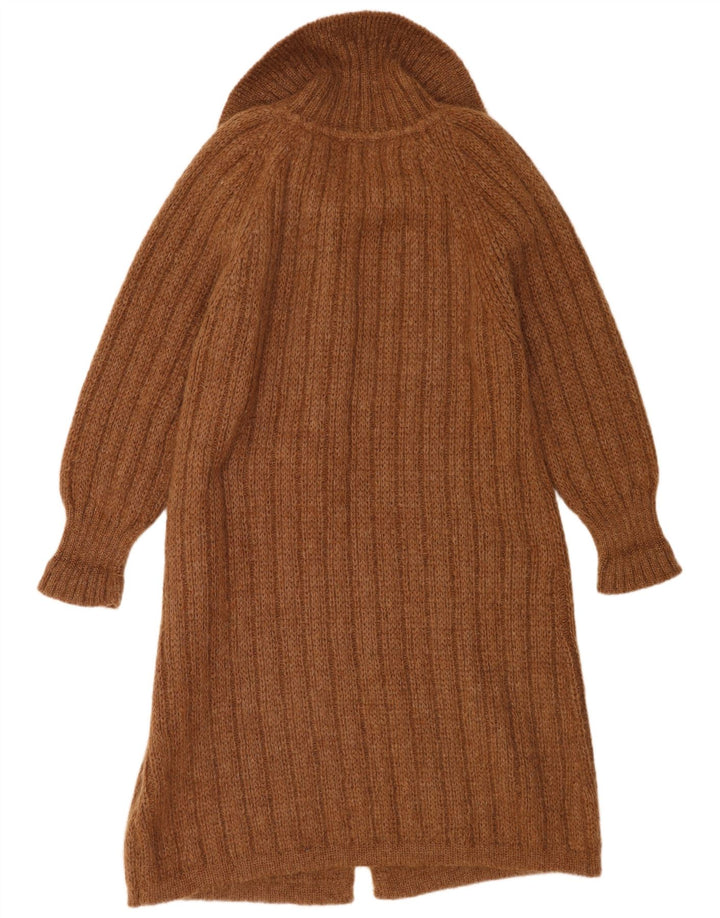 Vintage γυναικείο oversized Longline ζακέτα UK 14 Medium Brown Modal