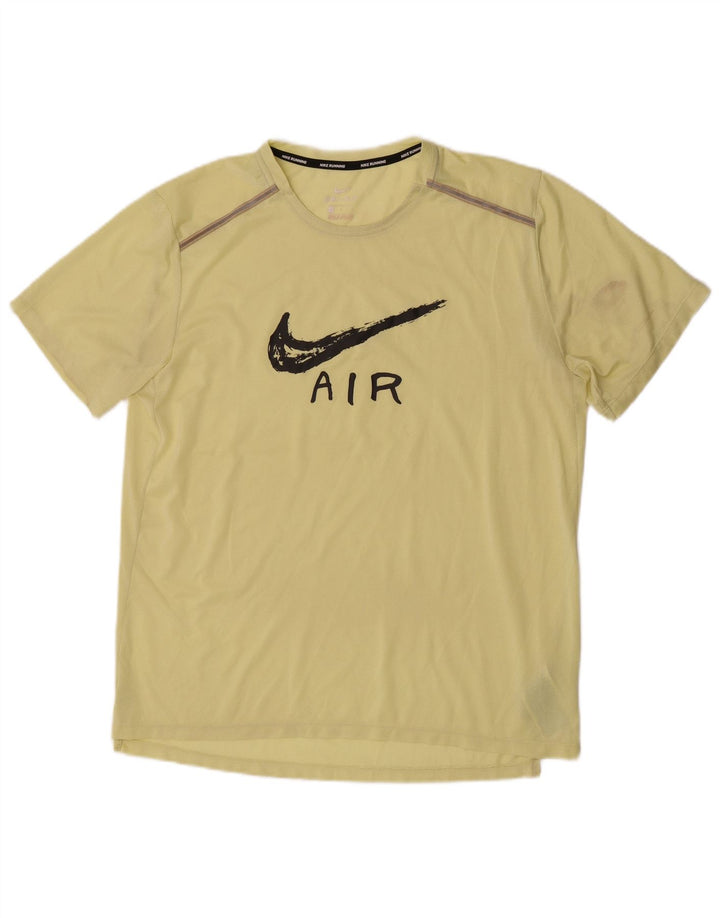 Γραφικό T-shirt Nike ανδρικό Dri Fit, μεγάλο κίτρινο πολυεστέρα