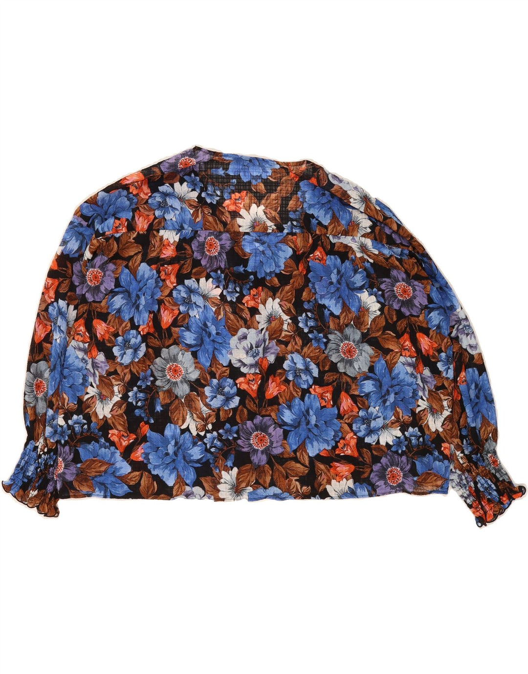 ZARA Womens Oversized Shirt Blouse UK 10 Small Blue Floral Vintage Zara and Second-Hand Zara from Messina Hembry 