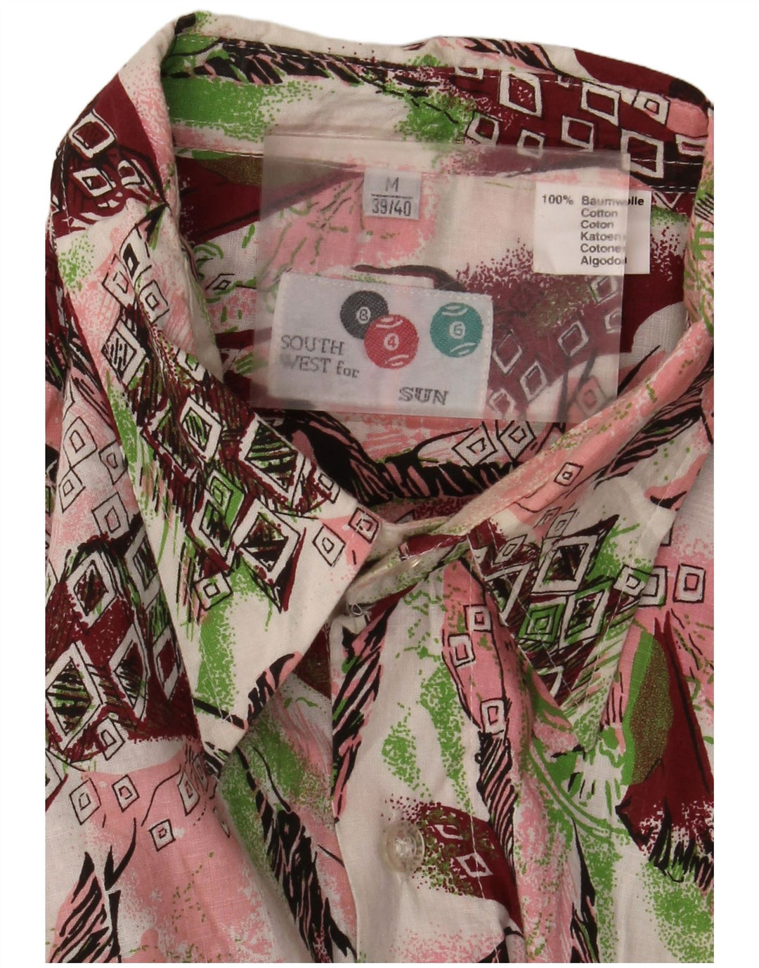 Vintage Ανδρικό πουκάμισο Abstract Pattern Μέγεθος 39/40 Μεσαίο Πολύχρωμο