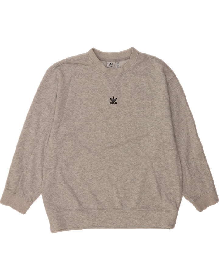ADIDAS Womens Oversized Sweatshirt Jumper UK 12 Medium Grey Cotton Vintage Adidas and Second-Hand Adidas from Messina Hembry 