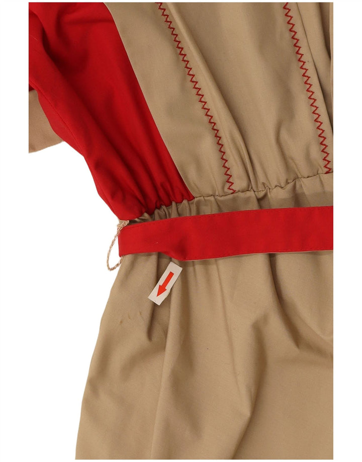 VINTAGE Γυναικείο Maxi Φόρεμα UK 16 Large Beige Colourblock