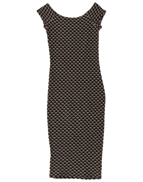 Zara Γυναικείο Bodycon Φόρεμα UK 8 Small Black Geometric